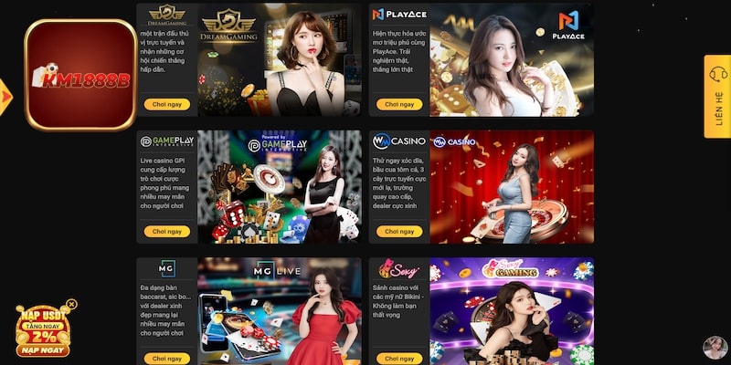 Danh sách game casino đáng chơi tại KM1888B